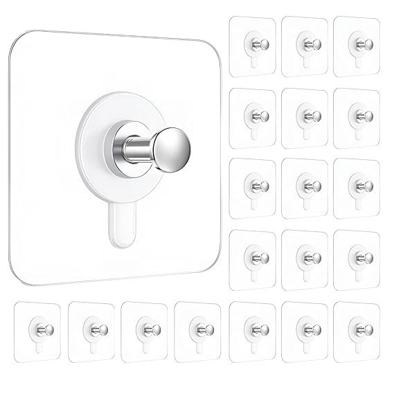 Wenest Self Adhesive Wall Hooks (Pack of 10) – Heavy Duty Nail-Free Hooks for Wall Heavy Items | Photo Frame Hooks Without Drilling | Strong Sticky Hook for Frames, Clocks & Keys (Photo Frame Hook)